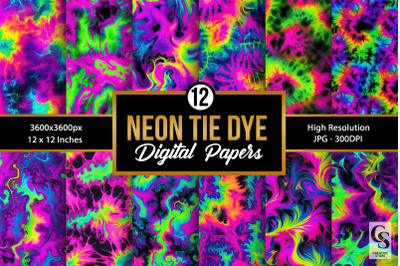 Neon Tie Dye Seamless Patterns
