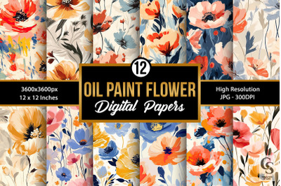 Oil Paint Flowers Seamless Patterns