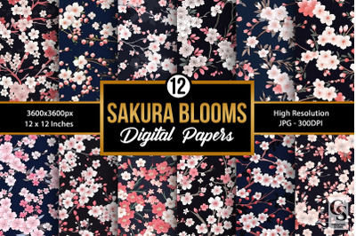 Sakura Blooming Flowers Digital Papers