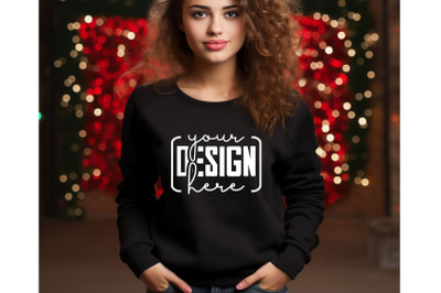 Christmas Women Black Sweatshirt Mockups &2C; Girls Mockups&2C; Digital Down