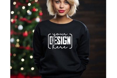 Christmas Women Black Sweatshirt Mockups &2C; Girls Mockups&2C; Digital Down