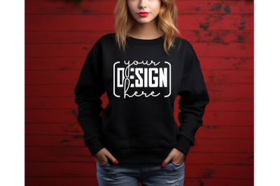 Christmas Women Black Sweatshirt Mockups &2C; Girls Mockups&2C; Digital Down