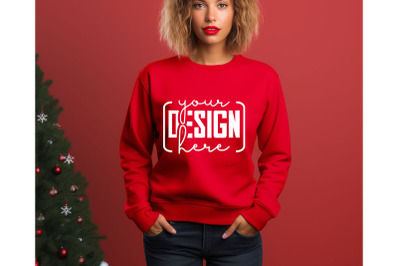 Christmas Women Black Sweatshirt Mockups , Girls Mockups, Digital Down