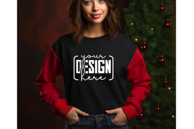 Christmas Women Black Sweatshirt Mockups &2C; Girls Mockups&2C; Digital Down