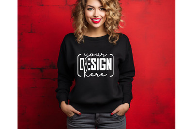 Christmas Women Black Sweatshirt Mockups &2C; Girls Mockups&2C; Digital Down