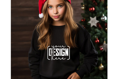 Christmas Women Black Sweatshirt Mockups &2C; Girls Mockups&2C; Digital Down