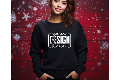 Christmas Women Black Sweatshirt Mockups &2C; Girls Mockups&2C; Digital Down