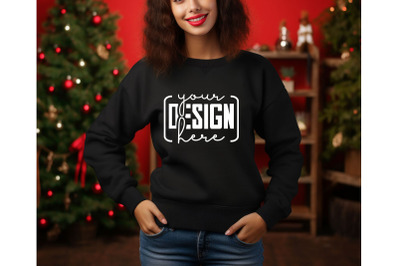 Christmas Women Black Sweatshirt Mockups &2C; Girls Mockups&2C; Digital Down