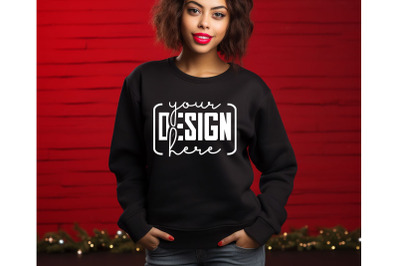 Christmas Women Black Sweatshirt Mockups &2C; Girls Mockups&2C; Digital Down