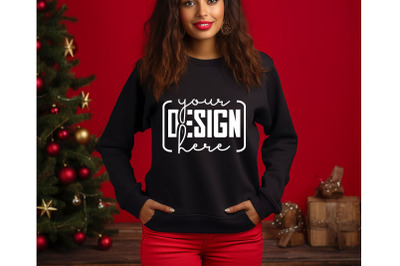 Christmas Women Black Sweatshirt Mockups &2C; Girls Mockups&2C; Digital Down