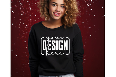 Christmas Women Black Sweatshirt Mockups &2C; Girls Mockups&2C; Digital Down