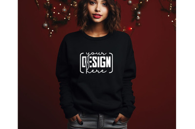 Christmas Women Black Sweatshirt Mockups &2C; Girls Mockups&2C; Digital Down