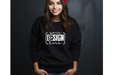 Christmas Women Black Sweatshirt Mockups &2C; Girls Mockups&2C; Digital Down