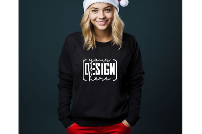 Christmas Women Black Sweatshirt Mockups &2C; Girls Mockups&2C; Digital Down