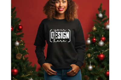 Christmas Women Black Sweatshirt Mockups &2C; Girls Mockups&2C; Digital Down