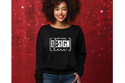 Christmas Women Black Sweatshirt Mockups &2C; Girls Mockups&2C; Digital Down