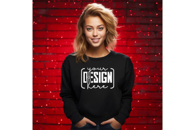 Christmas Women Black Sweatshirt Mockups , Girls Mockups, Digital Down