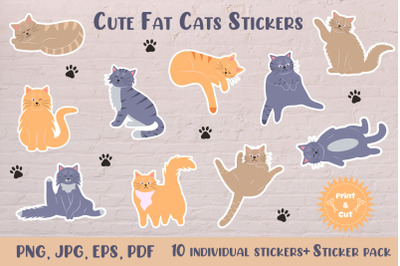 Cute Fat Cats Stickers