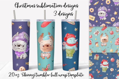 Christmas sublimation design. Skinny tumbler wrap design.