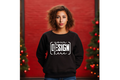 Christmas Women Black Sweatshirt Mockups &2C; Girls Mockups&2C; Digital Down