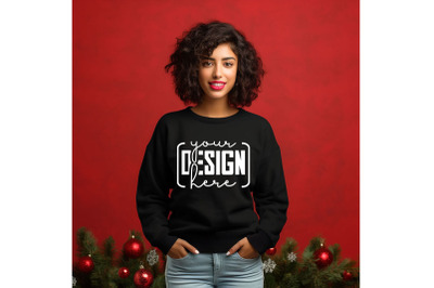 Christmas Women Black Sweatshirt Mockups &2C; Girls Mockups&2C; Digital Down