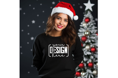 Christmas Women Black Sweatshirt Mockups &2C; Girls Mockups&2C; Digital Down