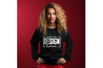 Christmas Women Black Sweatshirt Mockups &2C; Girls Mockups&2C; Digital Down