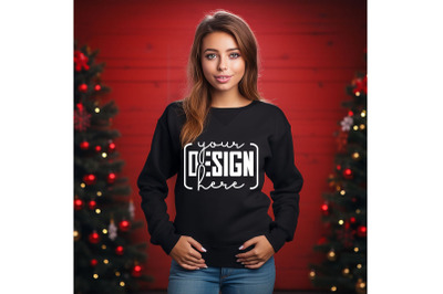 Christmas Women Black Sweatshirt Mockups &2C; Girls Mockups&2C; Digital Down