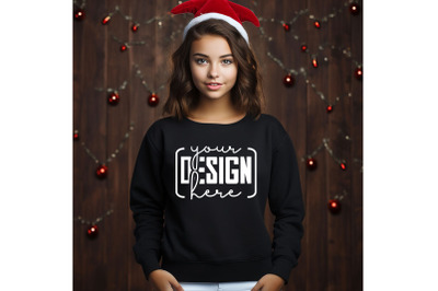 Christmas Women Black Sweatshirt Mockups &2C; Girls Mockups&2C; Digital Down