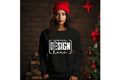 Christmas Women Black Sweatshirt Mockups &2C; Girls Mockups&2C; Digital Down