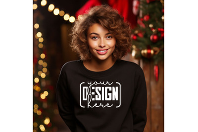 Christmas Women Black Sweatshirt Mockups &2C; Girls Mockups&2C; Digital Down