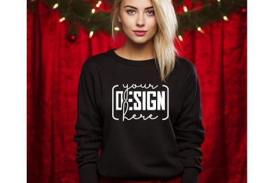 Christmas Women Black Sweatshirt Mockups &2C; Girls Mockups&2C; Digital Down