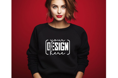 Christmas Women Black Sweatshirt Mockups , Girls Mockups, Digital Down