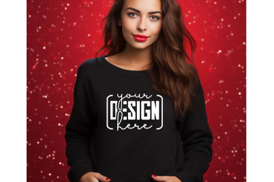 Christmas Women Black Sweatshirt Mockups &2C; Girls Mockups&2C; Digital Down