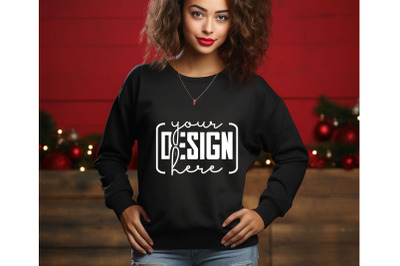 Christmas Women Black Sweatshirt Mockups &2C; Girls Mockups&2C; Digital Down