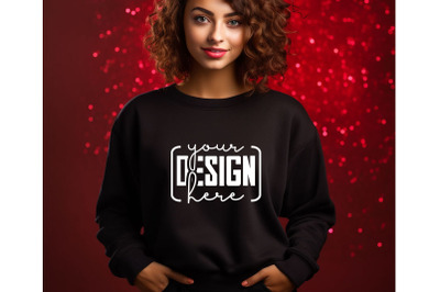 Christmas Women Black Sweatshirt Mockups , Girls Mockups, Digital Down