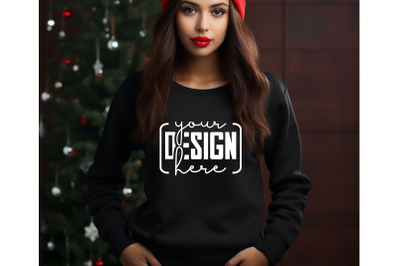 Christmas Women Black Sweatshirt Mockups , Girls Mockups, Digital Down