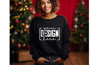 Christmas Women Black Sweatshirt Mockups &2C; Girls Mockups&2C; Digital Down