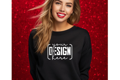 Christmas Women Black Sweatshirt Mockups &2C; Girls Mockups&2C; Digital Down