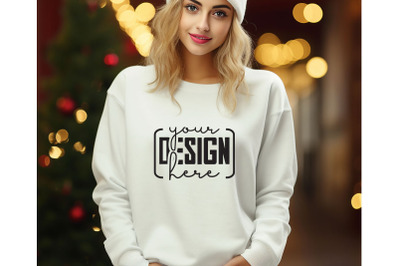 Christmas Women Black Sweatshirt Mockups &2C; Girls Mockups&2C; Digital Down