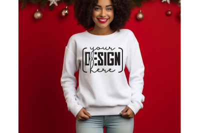 Christmas Women Black Sweatshirt Mockups , Girls Mockups, Digital Down