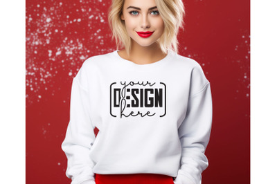 Christmas Women White Sweatshirt Mockups &2C; Girls Mockups&2C; Digital Down