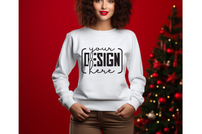 Christmas Women White Sweatshirt Mockups &2C; Girls Mockups&2C; Digital Down