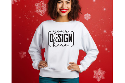 Christmas Women White Sweatshirt Mockups , Girls Mockups, Digital Down