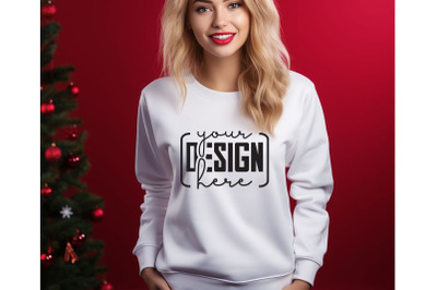 Christmas Women White Sweatshirt Mockups , Girls Mockups, Digital Down