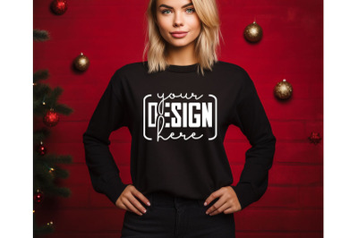 Christmas Women Black Sweatshirt Mockups &2C; Girls Mockups&2C; Digital Down