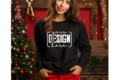 Christmas Women Black Sweatshirt Mockups &2C; Girls Mockups&2C; Digital Down