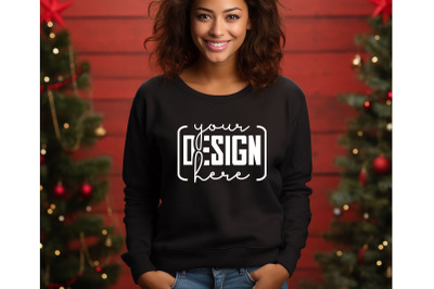 Christmas Women Black Sweatshirt Mockups , Girls Mockups, Digital Down