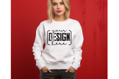 Christmas Women White Sweatshirt Mockups &2C; Girls Mockups&2C; Digital Down