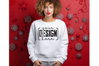 Christmas Women White Sweatshirt Mockups , Girls Mockups, Digital Down